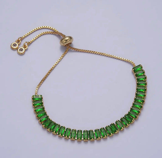 Green Crystal Gold Bracelet