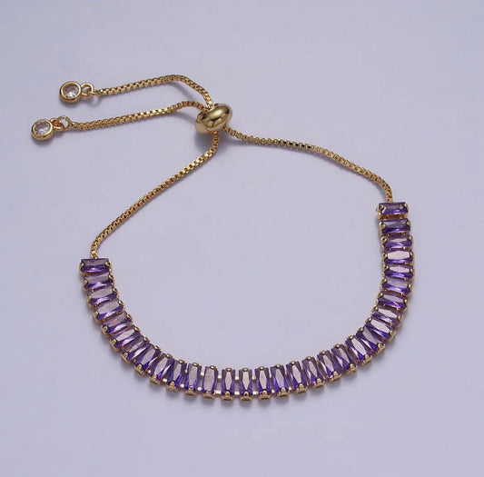 Purple Crystal Gold Bracelet